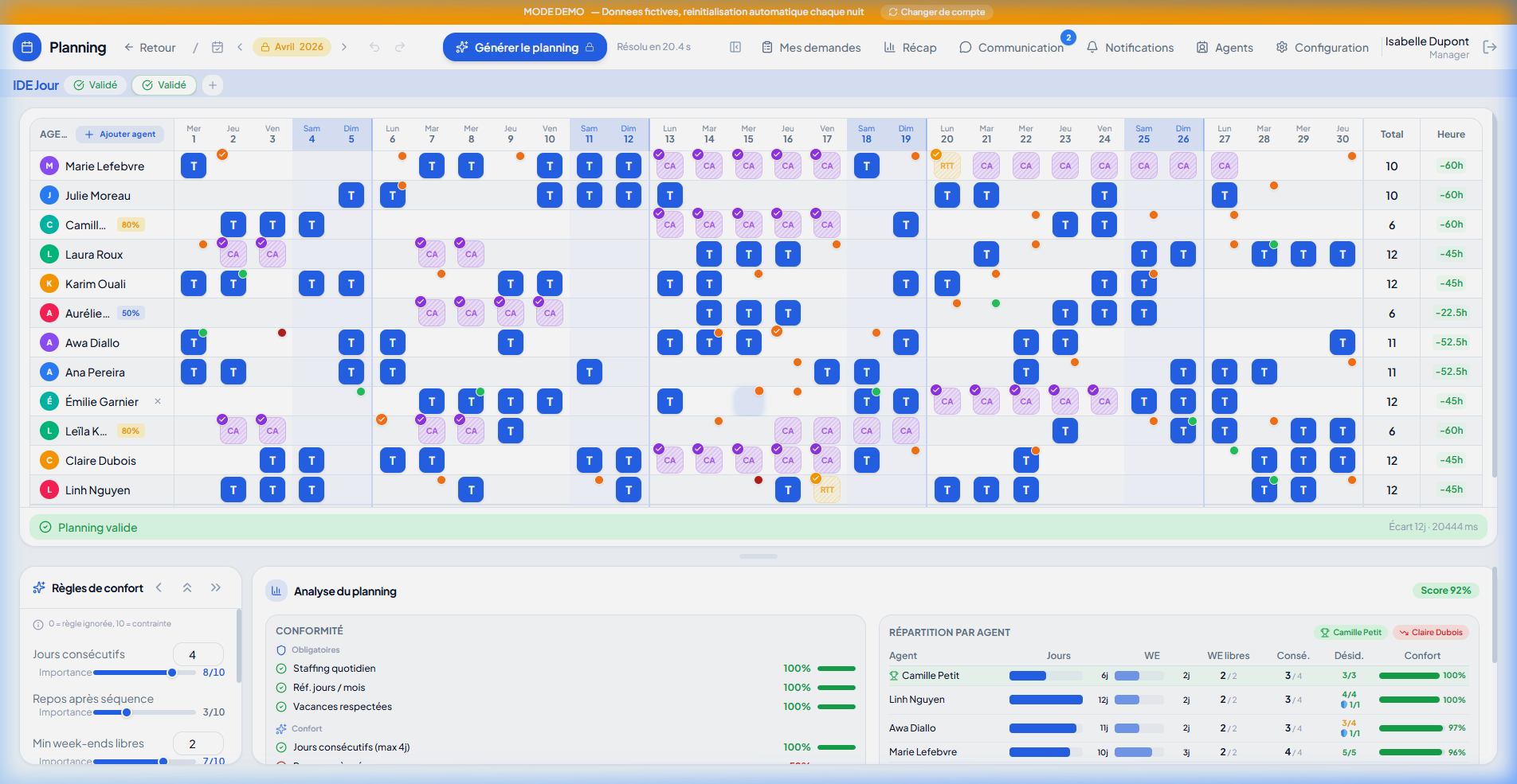 Grille planning Manager